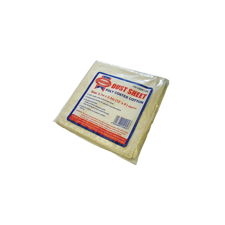 Faithfull Cotton Twill Polythene Backed Dust Sheet 12 x 8ft