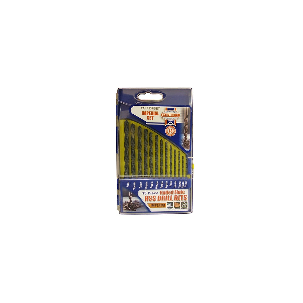 Faithfull HSS Drill Bit Set of 13 1/16-1/4 x 1/64