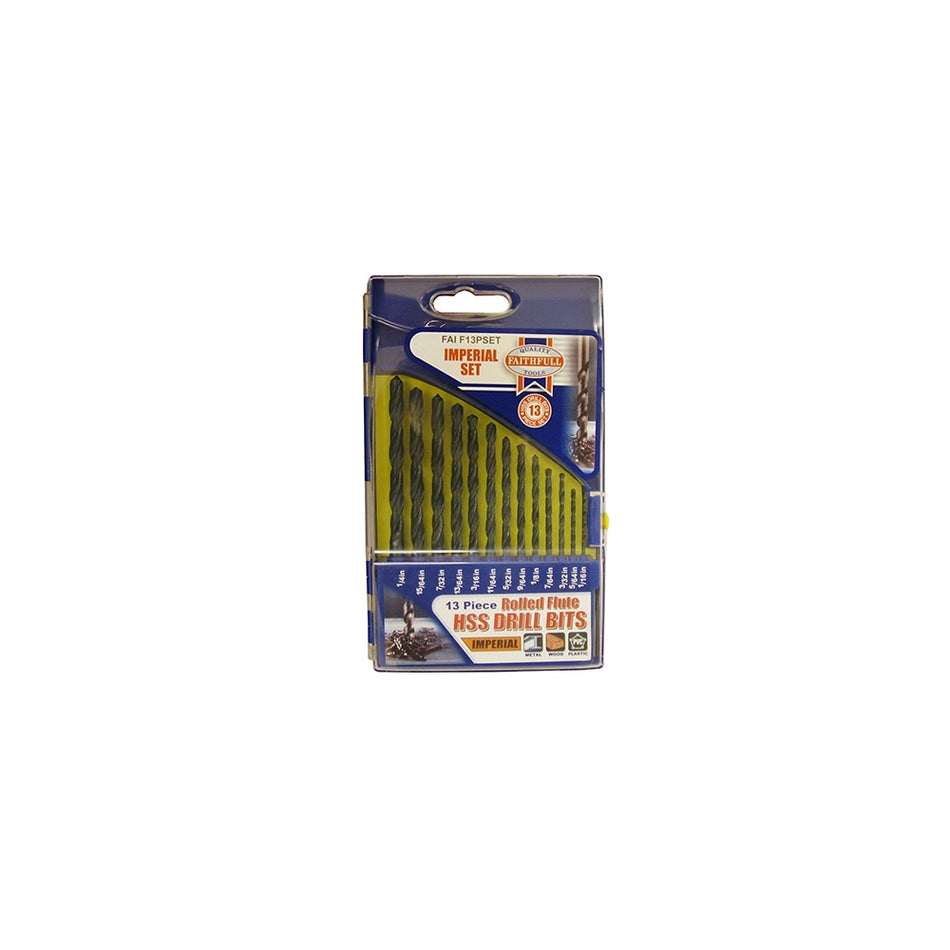 Faithfull HSS Drill Bit Set of 13 1/16-1/4 x 1/64