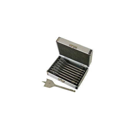 Faithfull Flat Bit Set of 8 in Aluminium Case 10 - 38mm