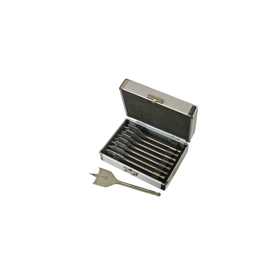 Faithfull Flat Bit Set of 8 in Aluminium Case 10 - 38mm