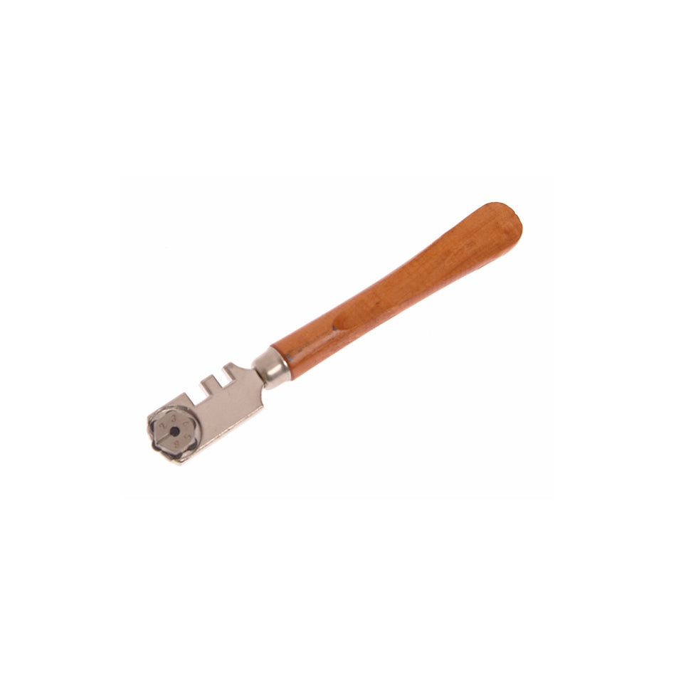 Faithfull Six Wheel Glasscutter Tungsten Carbide - Wood Handle