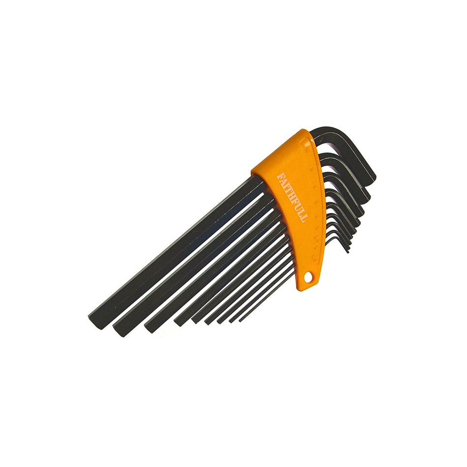 Faithfull Hexagon Key Long Arm Set of 9 Metric (1.5-10mm)
