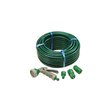 Faithfull PVC Reinforced Hose 15 Metre Fittings & Spray Gun