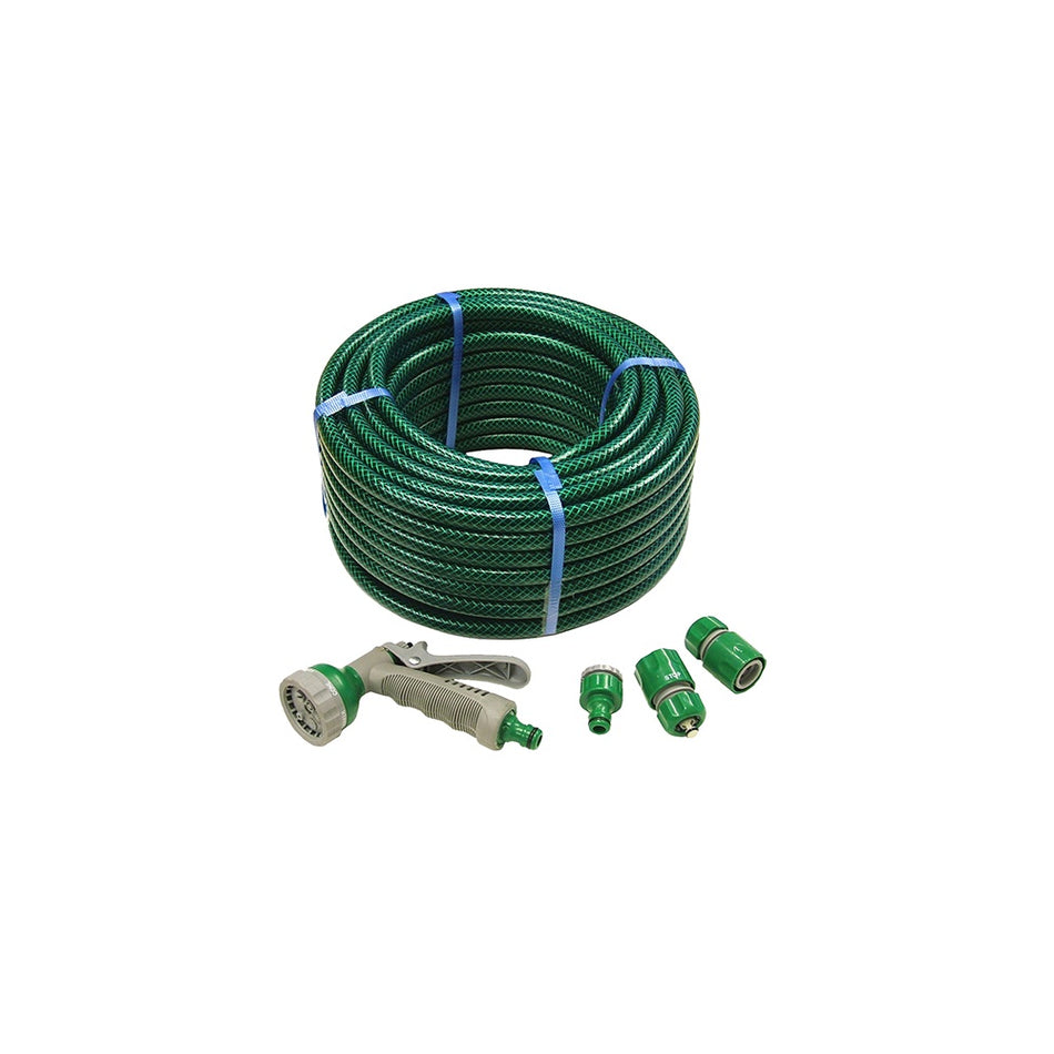 Faithfull PVC Reinforced Hose 30 Metre Fittings & Spray Gun