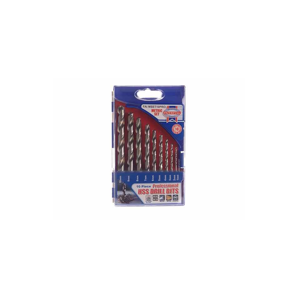 Faithfull HSS Drill Bit Set of 10 M2 1 - 10mm