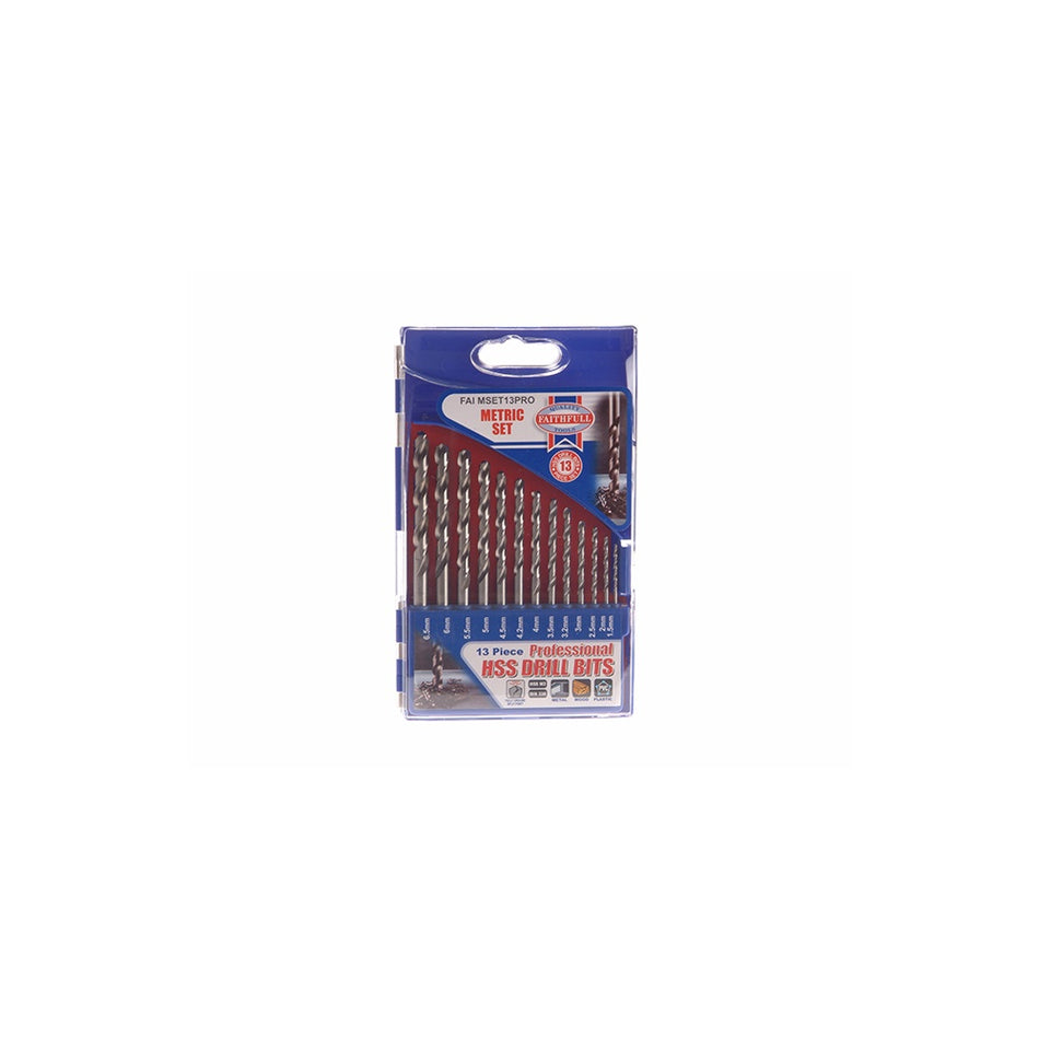 Faithfull HSS Drill Bit Set of 13 M2 1.5-6.5mm