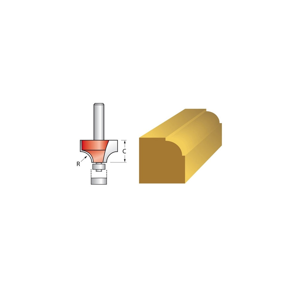 Faithfull Router Bit TCT 6.5mm Rounding Over 1/4in Shank