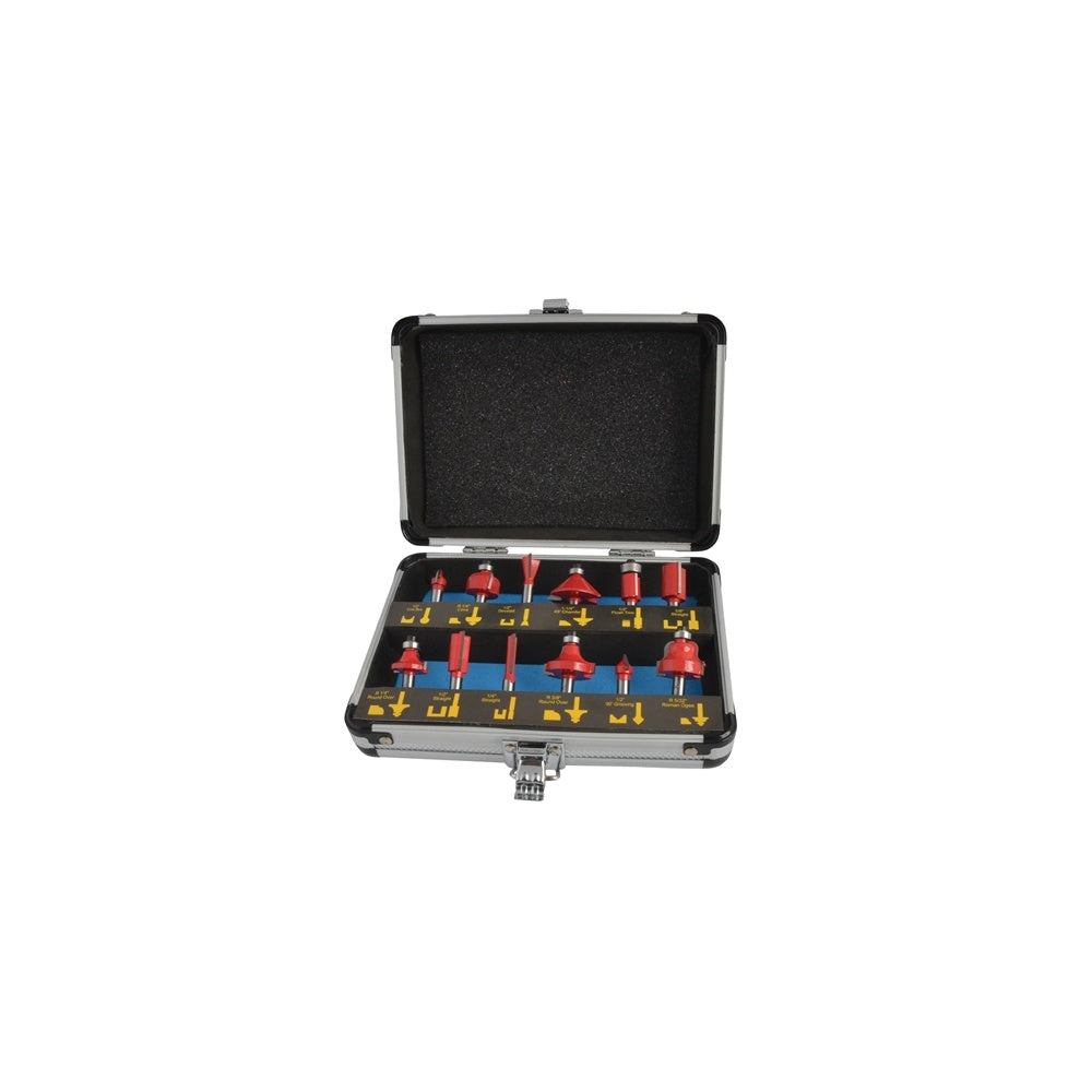 Faithfull Router Bit Set of 12 TCT 1/4in Shank