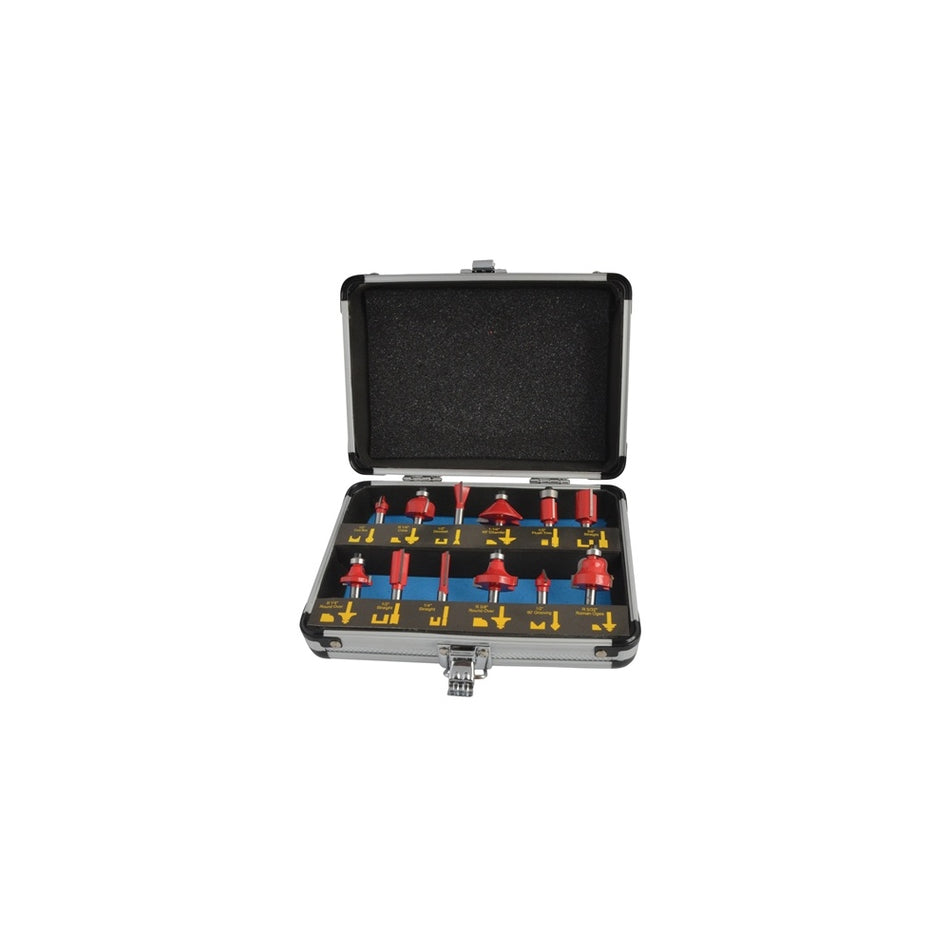 Faithfull Router Bit Set of 12 TCT 1/4in Shank