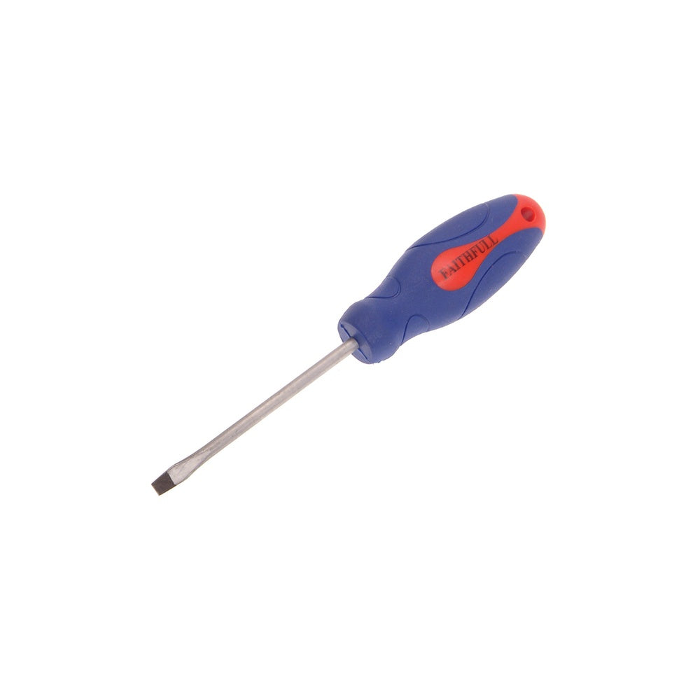 Faithfull Soft Grip Screwdriver Slotted Flared Tip 4mm x 75mm