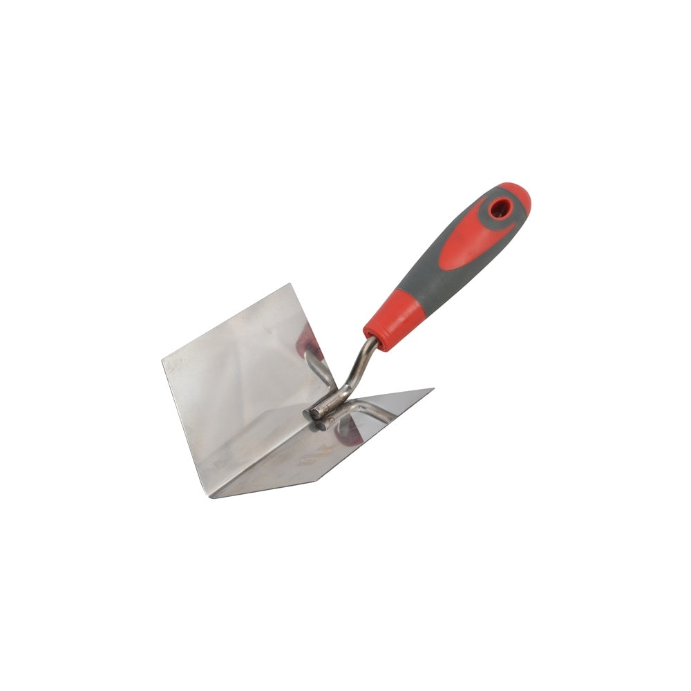 Faithfull Internal Corner Trowel Stainless Steel Soft Grip Handle 4 x 3 x 3in
