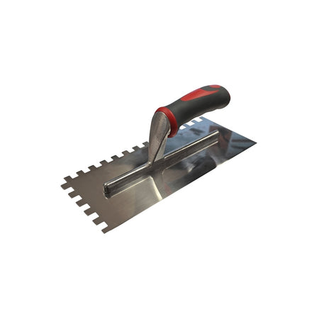 Faithfull Notched Trowel Serrated 10mm Stainless Steel Soft Grip Handle 13 x 4.1/2in