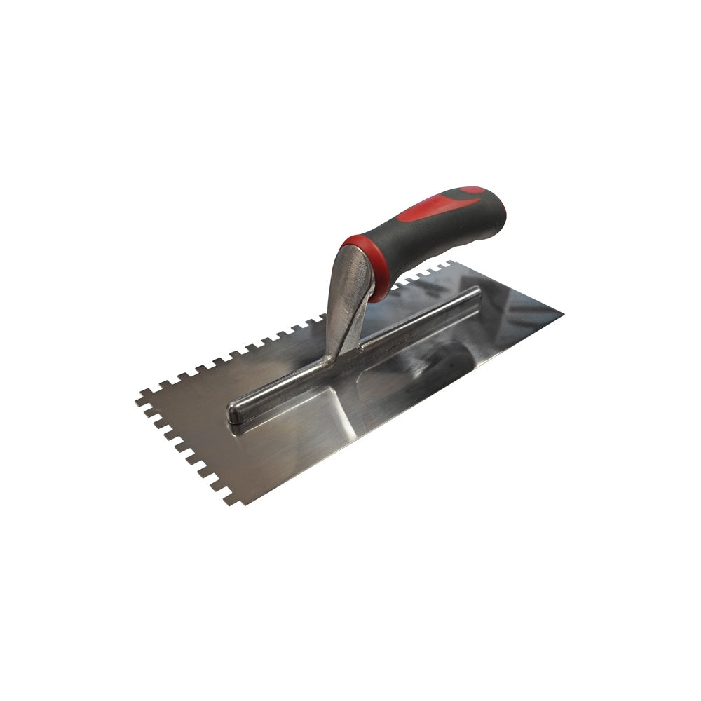 Faithfull Notched Trowel Serrated 6mm Stainless Steel Soft Grip Handle 11 x 4.1/2in