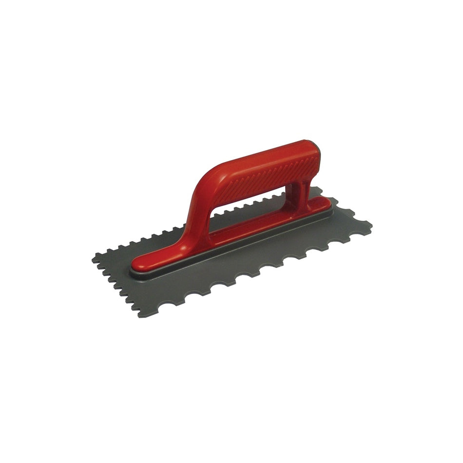 Faithfull Notched Trowel Round 4mm & 7mm Plastic Handle 11 x 4.1/2in