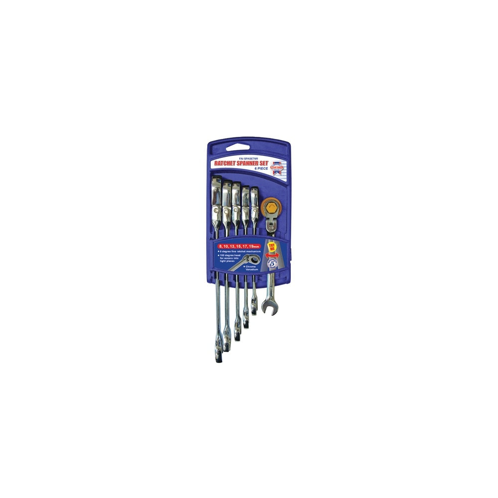 Faithfull Ratchet Combination Spanner Flex Head Set of 6
