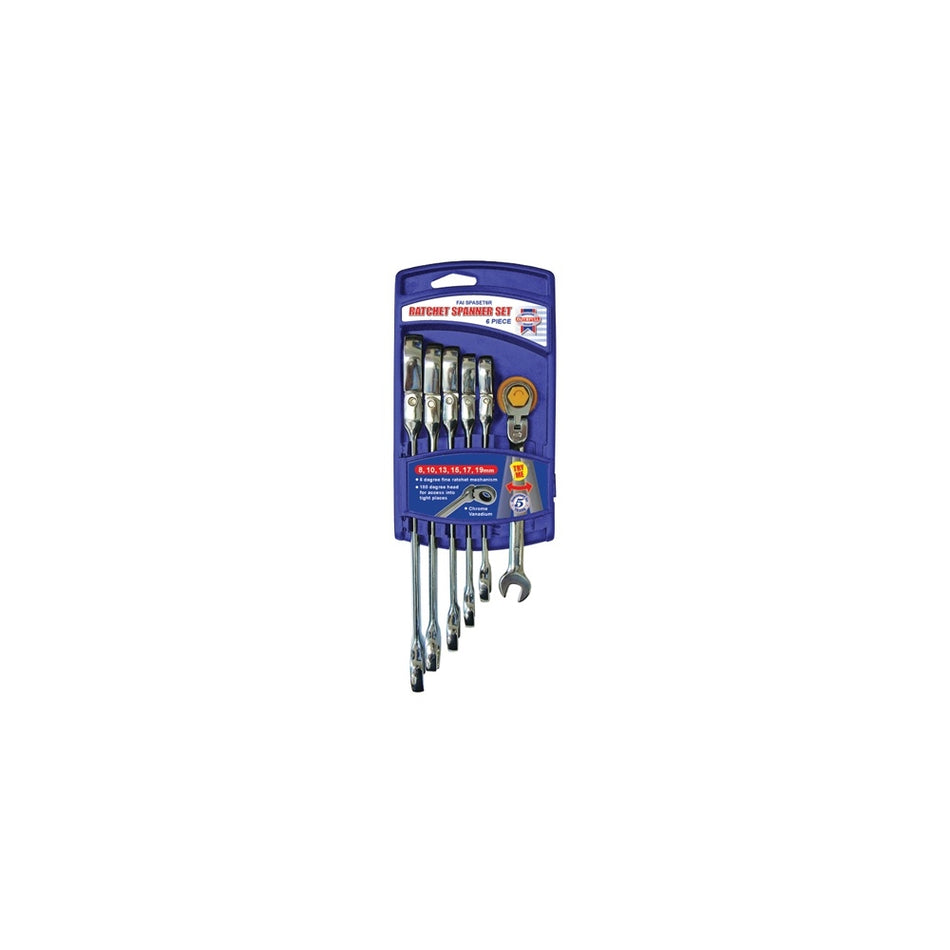 Faithfull Ratchet Combination Spanner Flex Head Set of 6