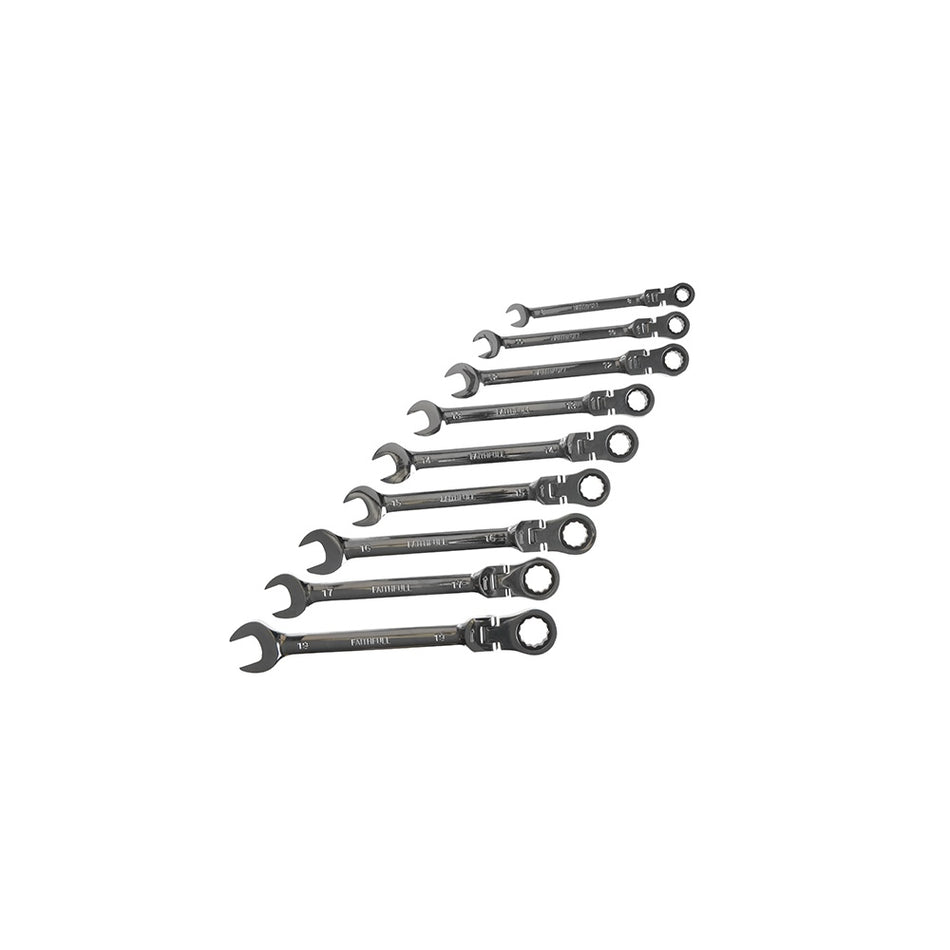 Faithfull Ratchet Combination Spanner Flex Head Set of 9