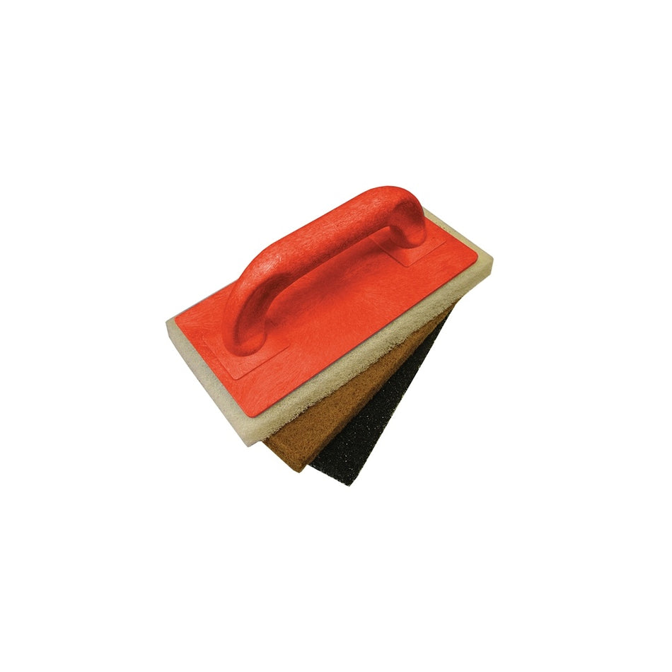 Faithfull Scouring Pad Holder + Fine Medium & Coarse Pads