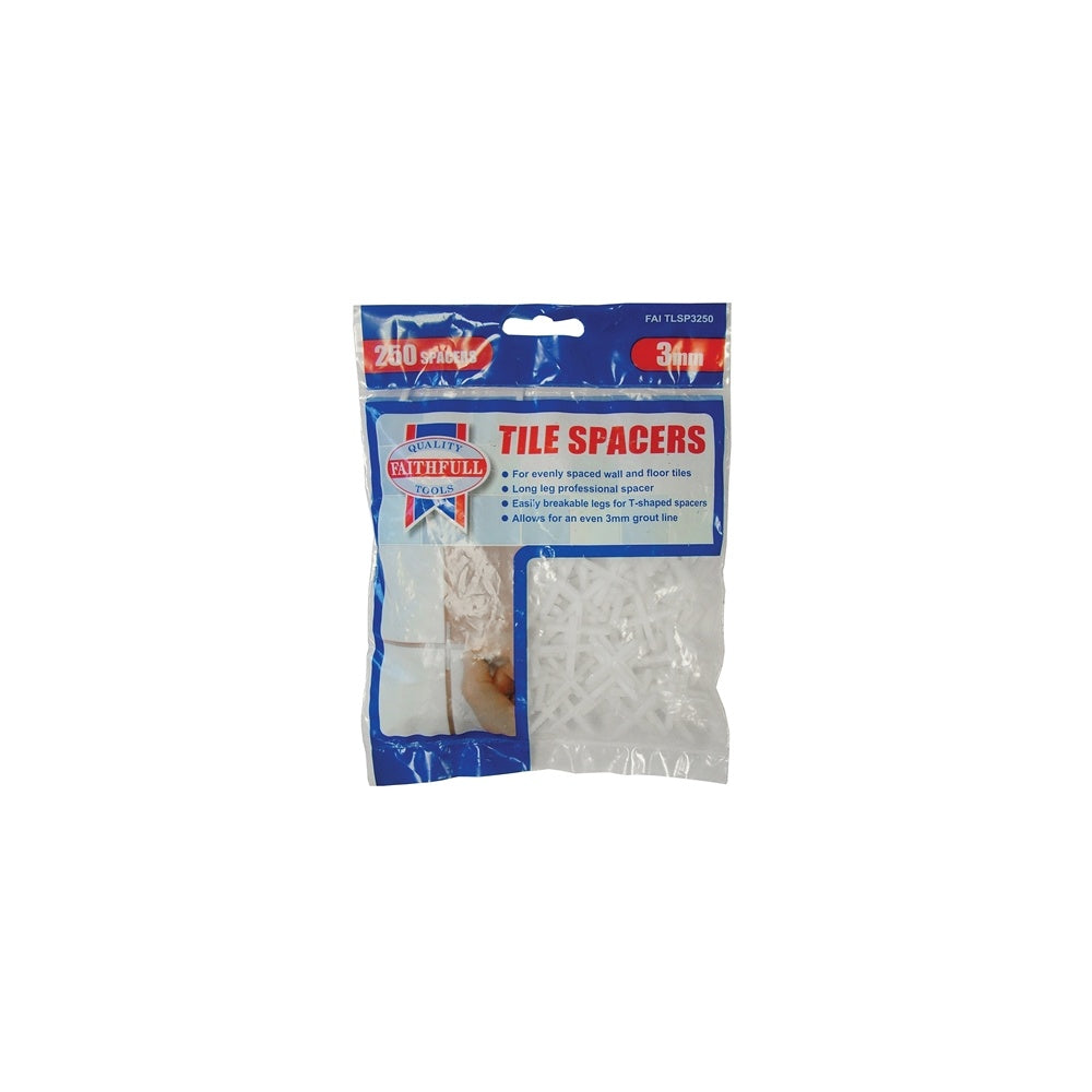 Faithfull Tile Spacer Long Leg 3mm Bag of 250