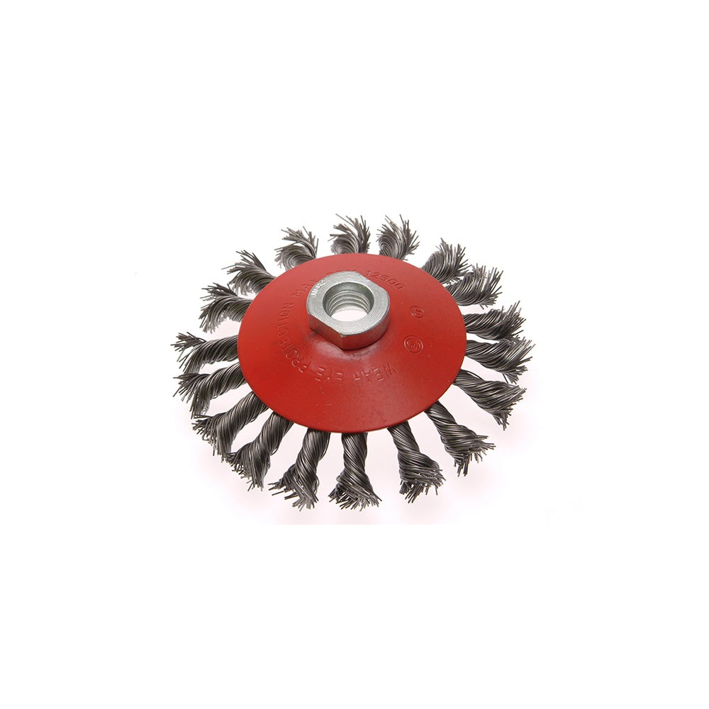 Faithfull Conical Wire Brush 100mm x M10 x 1.5 0.50mm Wire
