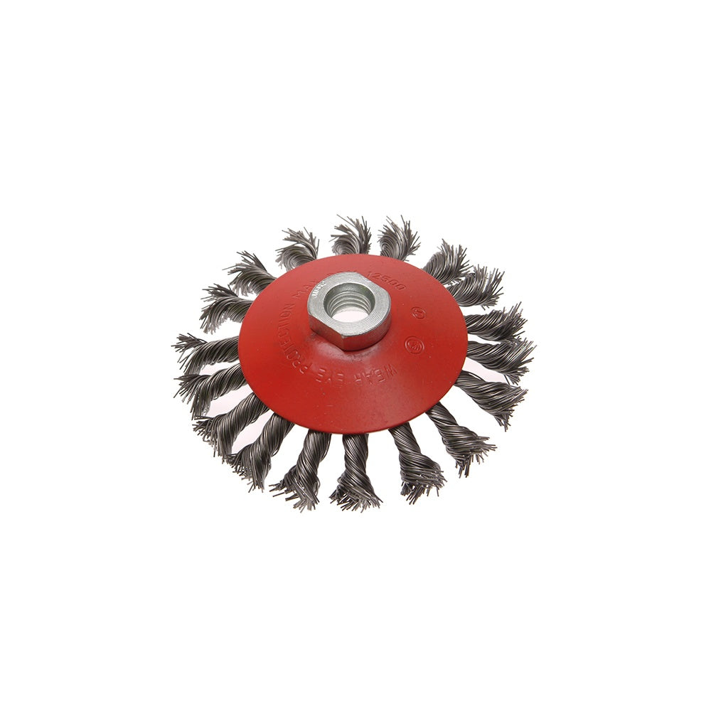 Faithfull Conical Wire Brush 115mm x M14 x 2 0.50mm Wire
