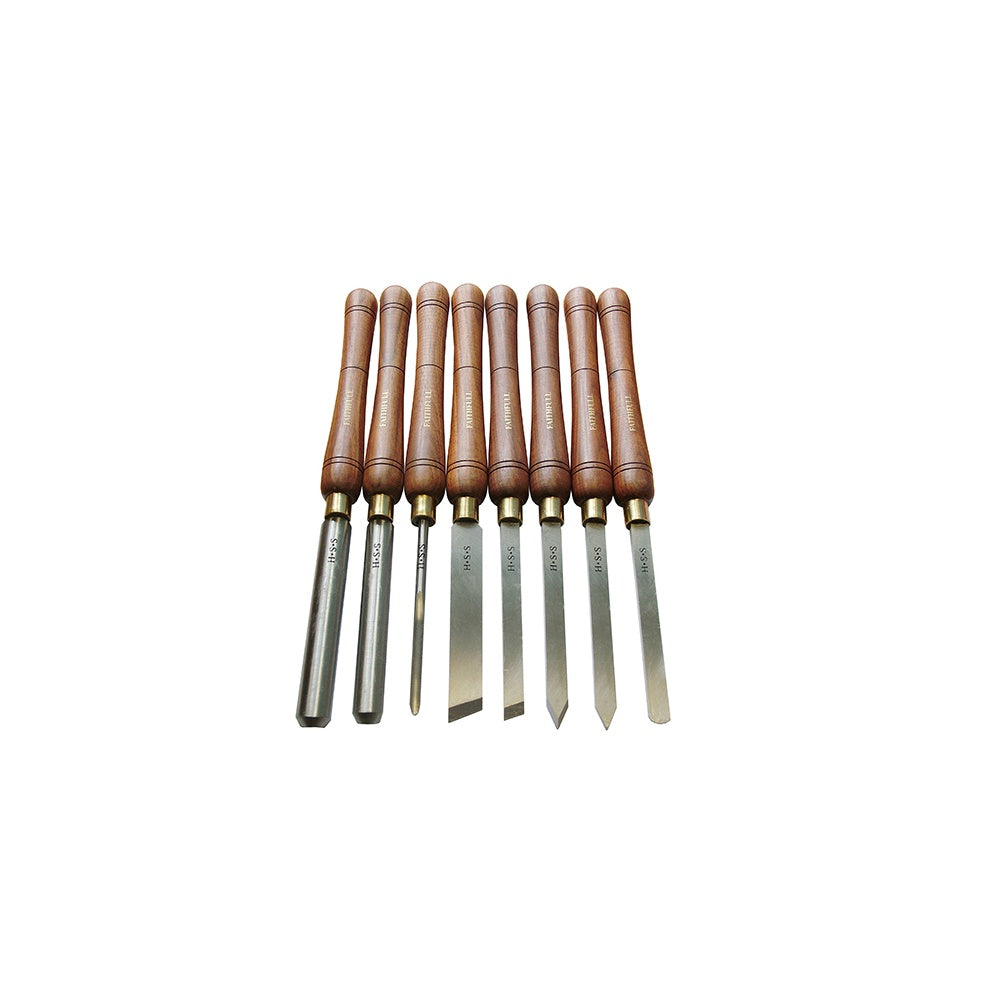 Faithfull HSS Turning Chisel Wooden Boxed Set of 8