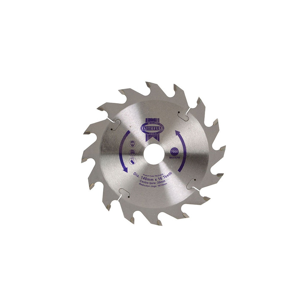Faithfull Circular Saw Blade 140 x 20mm x 16T Fast Rip