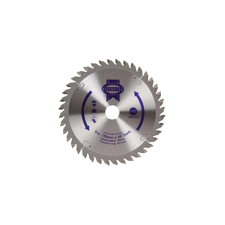 Faithfull Circular Saw Blade 150 x 20mm x 40T General Purpose