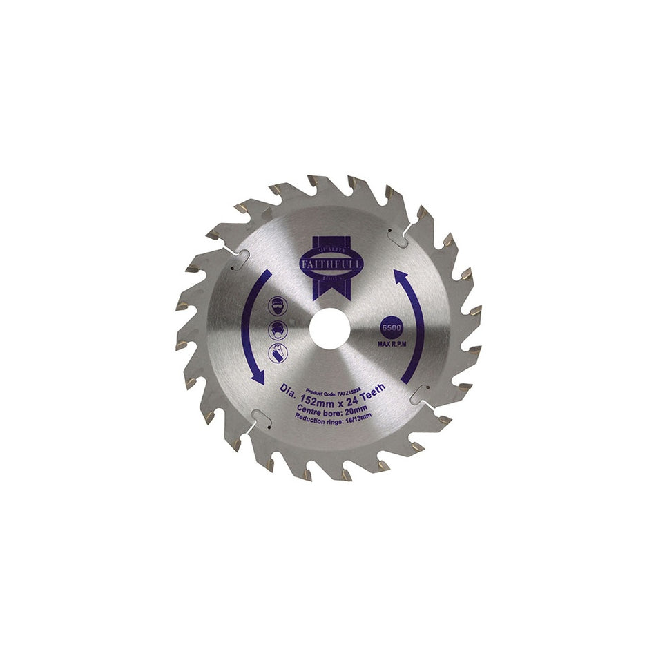 Faithfull Circular Saw Blade 152 x 20mm x 24T Fast Rip