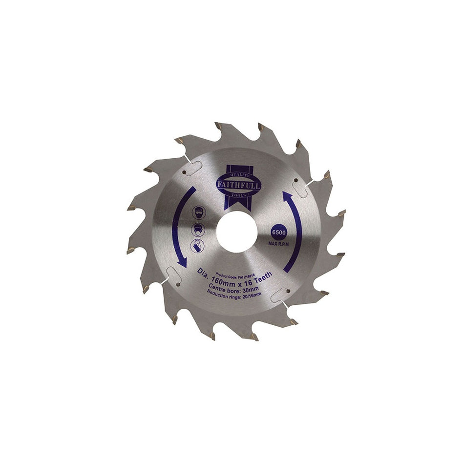 Faithfull Circular Saw Blade 160 x 30mm x 16T Fast Rip