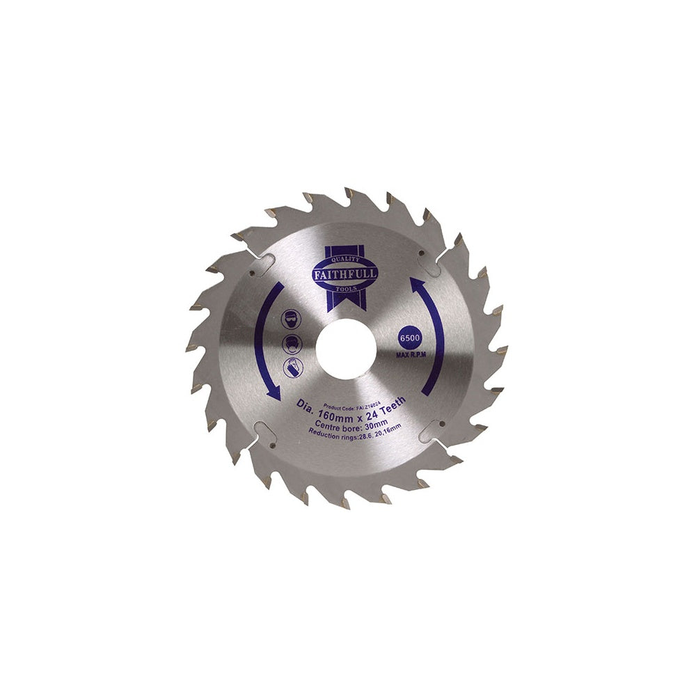 Faithfull Circular Saw Blade 160 x 30mm x 24T Fast Rip