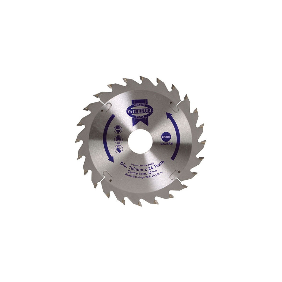 Faithfull Circular Saw Blade 160 x 30mm x 24T Fast Rip