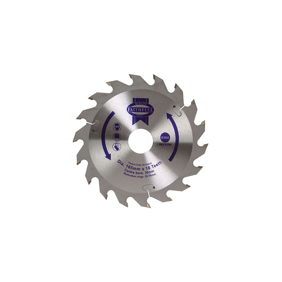 Faithfull Circular Saw Blade 165 x 30mm x 18T Fast Rip