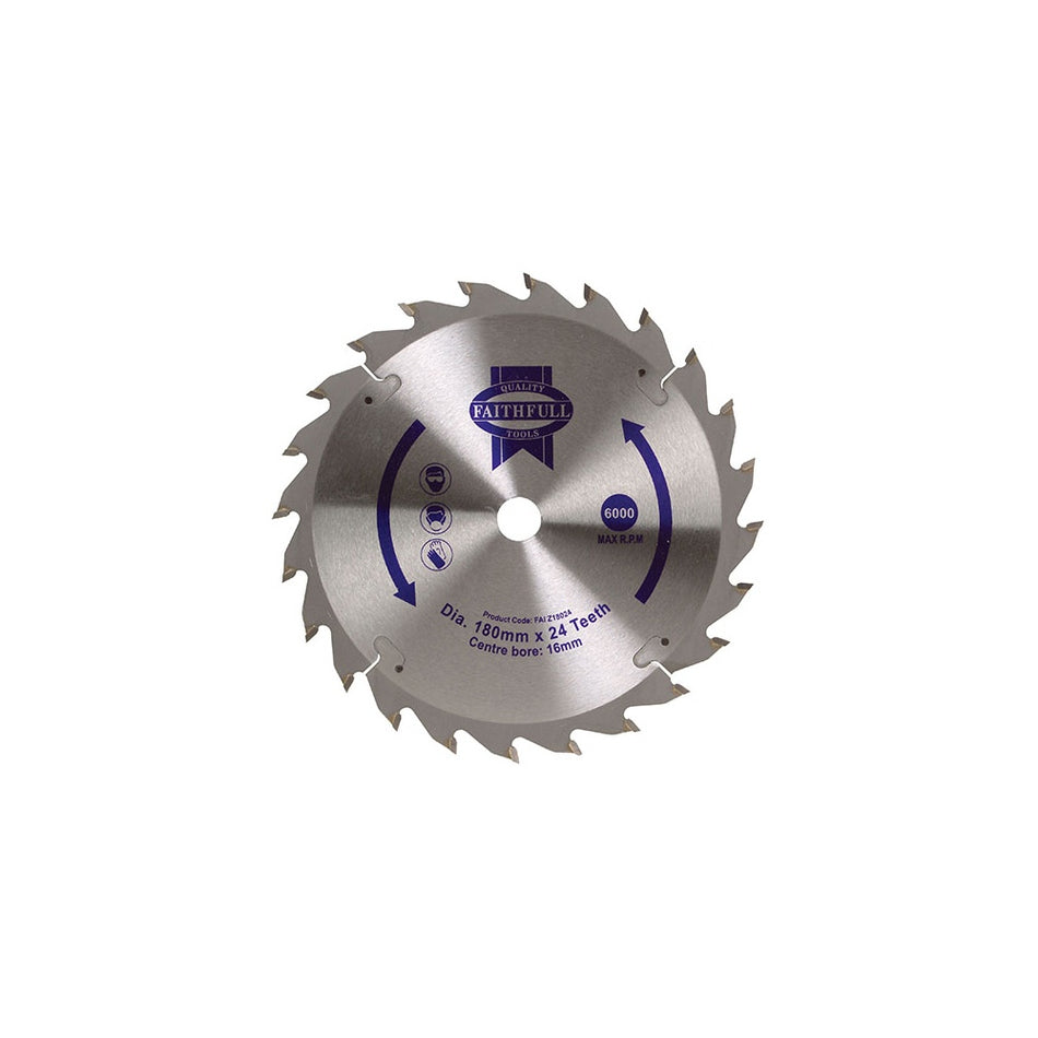 Faithfull Circular Saw Blade 180 x 16mm x 24T Fast Rip