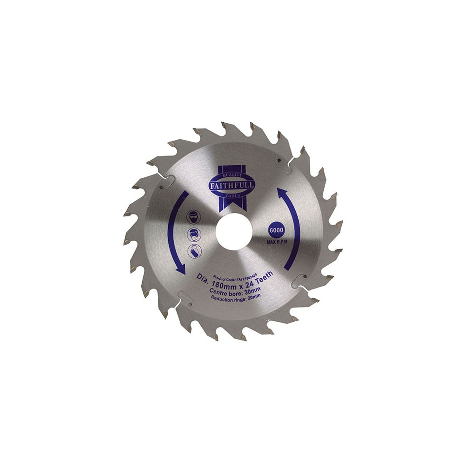 Faithfull Circular Saw Blade 180 x 20/30mm x 24T Fast Rip