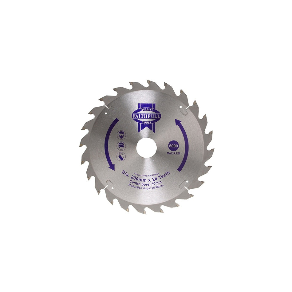 Faithfull Circular Saw Blade 200 x 16/25/30mm x 24T Fast Rip