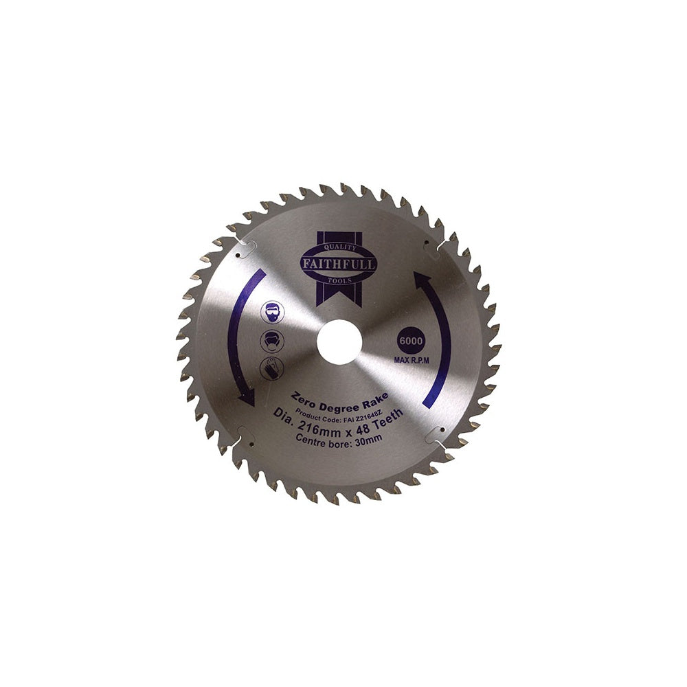 Faithfull Circular Saw Blade 216 x 30mm x 48T Zero Degree
