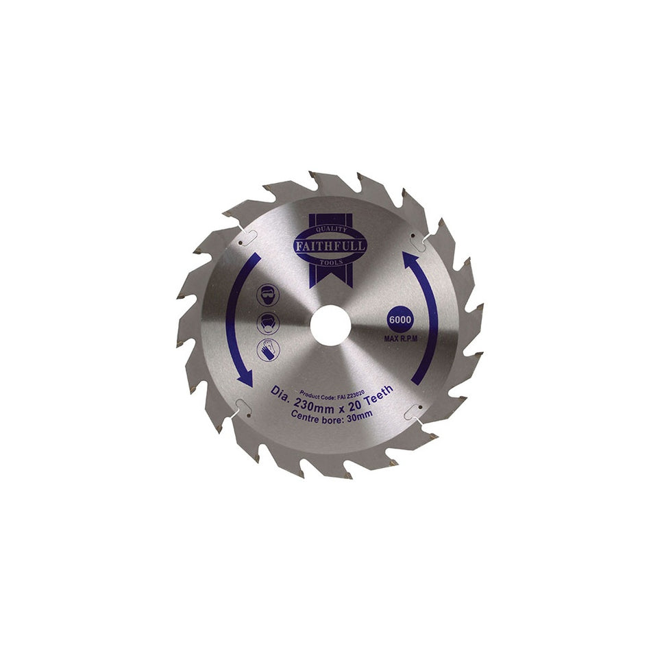 Faithfull Circular Saw Blade TCT 230 x 30mm x 20T Fast Rip