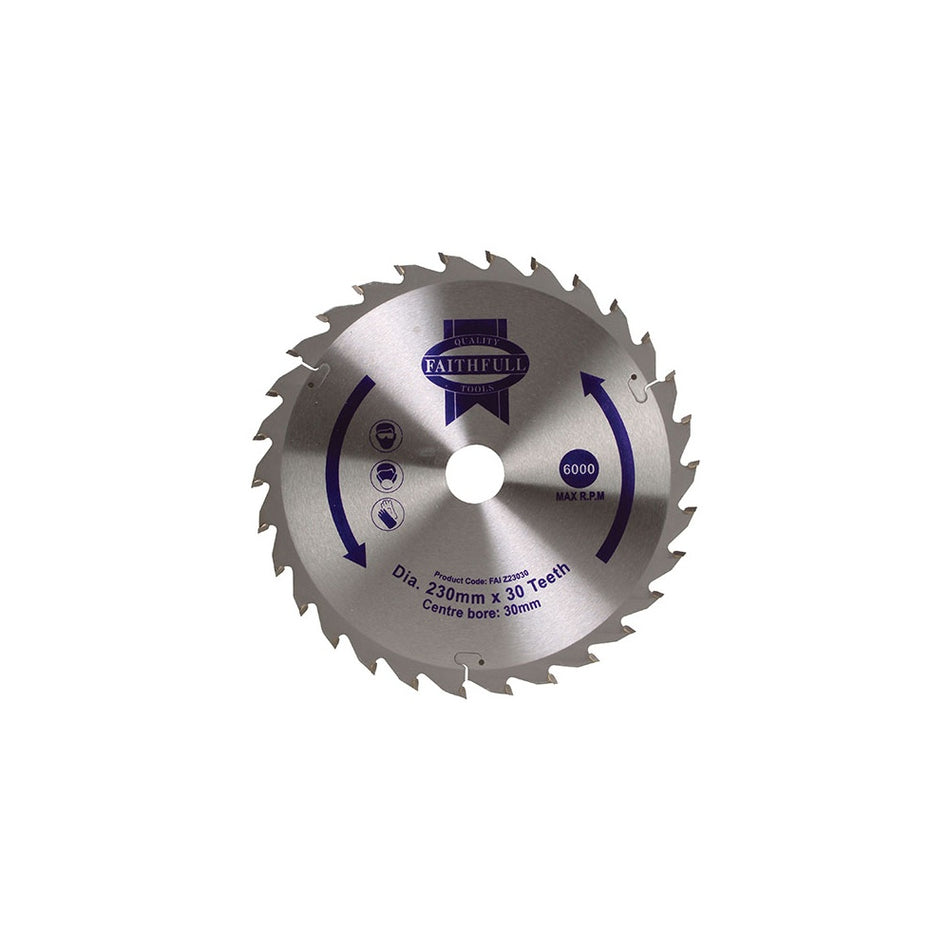 Faithfull Circular Saw Blade TCT 230 x 30mm x 30T General Purpose