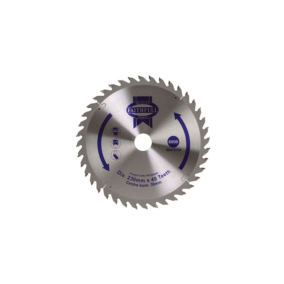 Faithfull Circular Saw Blade TCT 230 x 30mm x 40T Fine Cross Cut