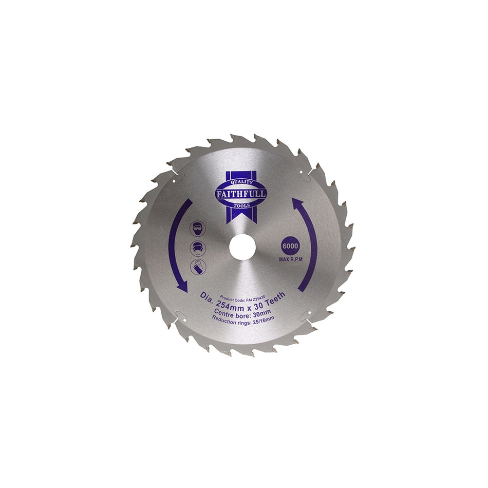 Faithfull Circular Saw Blade 254 x 16/25/30mm x 30T General Purpose