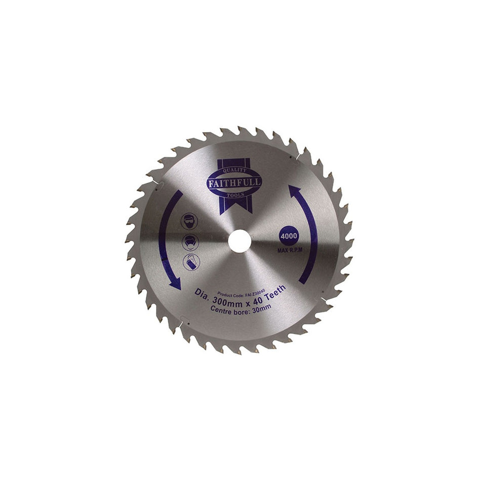 Faithfull Circular Saw Blade 300 x 30mm x 40T Fine Cross Cut