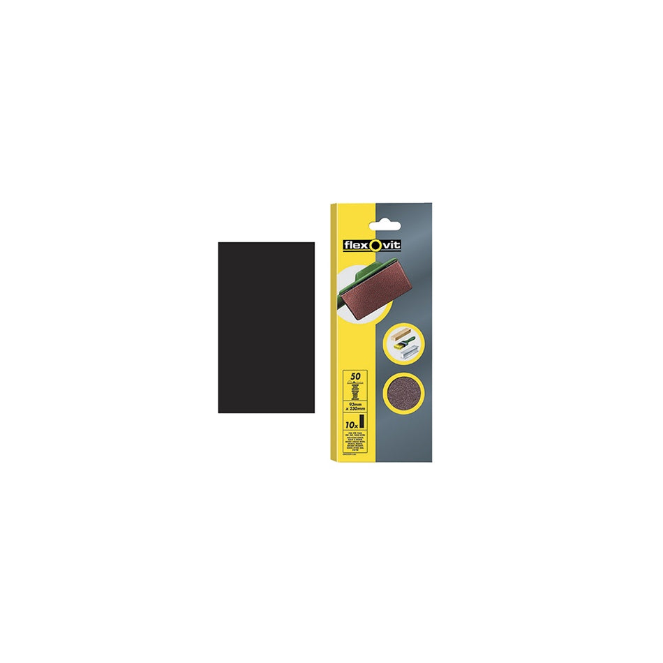 Flexovit 1/3 Sanding Sheets 93 x 230mm Plain Medium 80g (10)