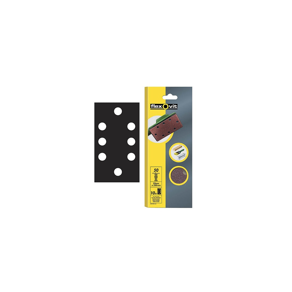Flexovit 1/3 Sanding Sheets 93 x 230mm Perforated Coarse 50g (10)