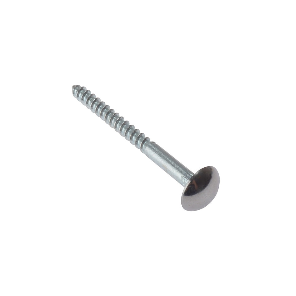 Forgefix Mirror Screw Chrome Domed Top Slotted CSK ST ZP 3/4 x 8 Bag 10
