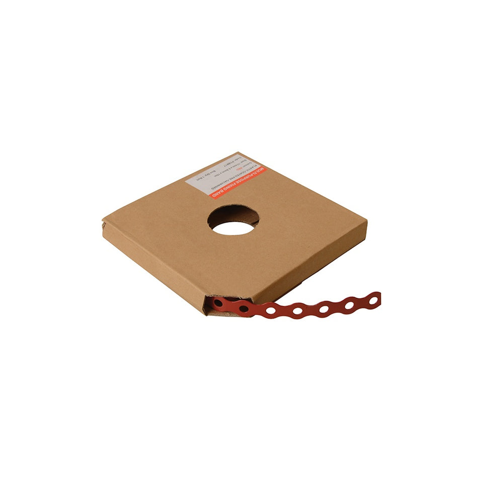 Forgefix Red Plastic Coated Pre-Galvanised Band 12mm x 0.8 x 10m Box 1