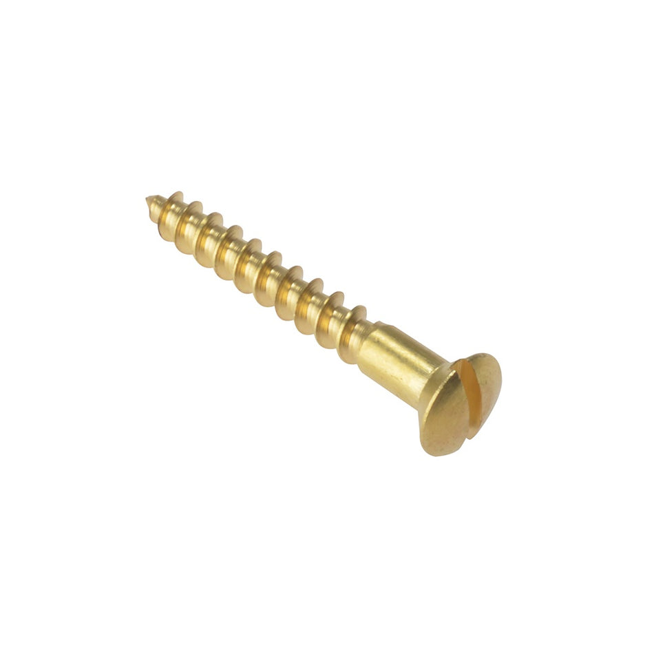 Forgefix Wood Screw Slotted Raised Head ST Solid Brass 1.1/2 x 8 Box 200