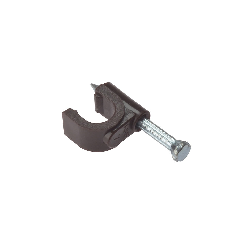 Forgefix Cable Clip Round Coax Brown 6-7mm Box 100