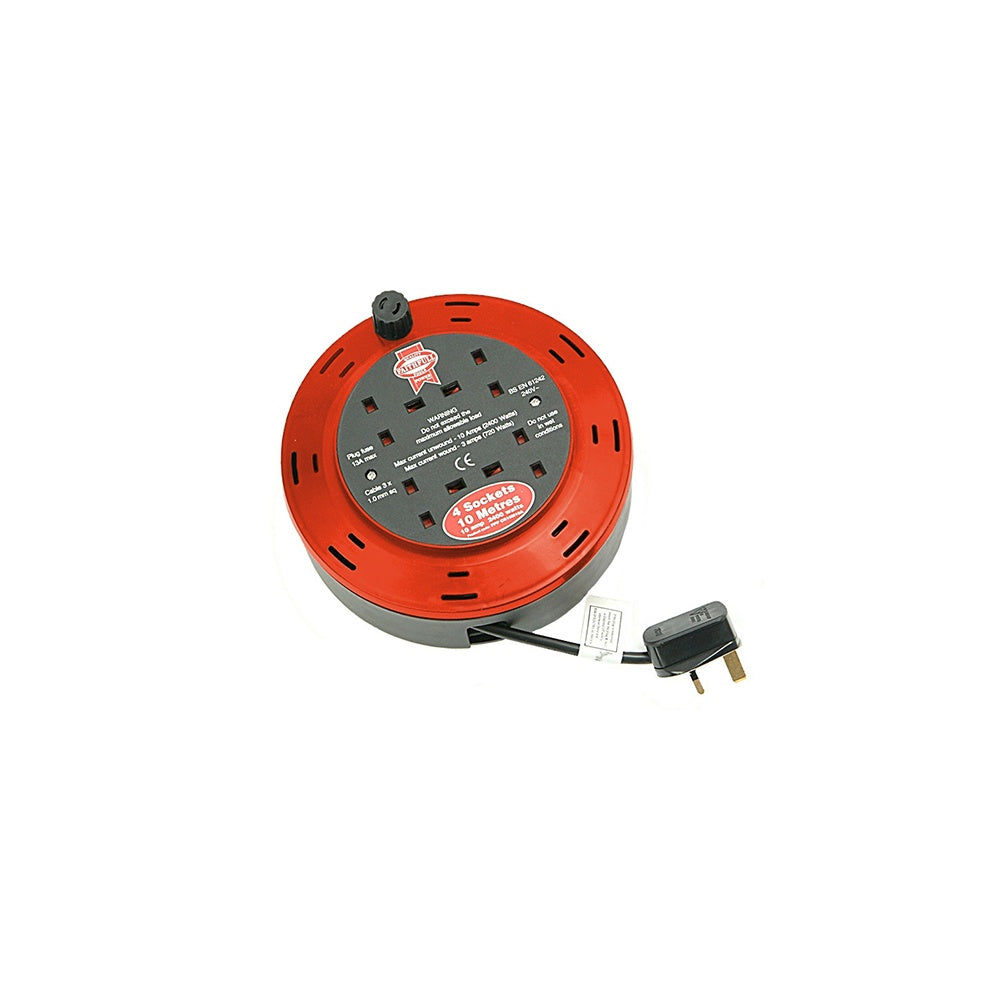 Faithfull Power Plus Cable Reel 230 Volt 10 Metre 10 Amp 4 Socket